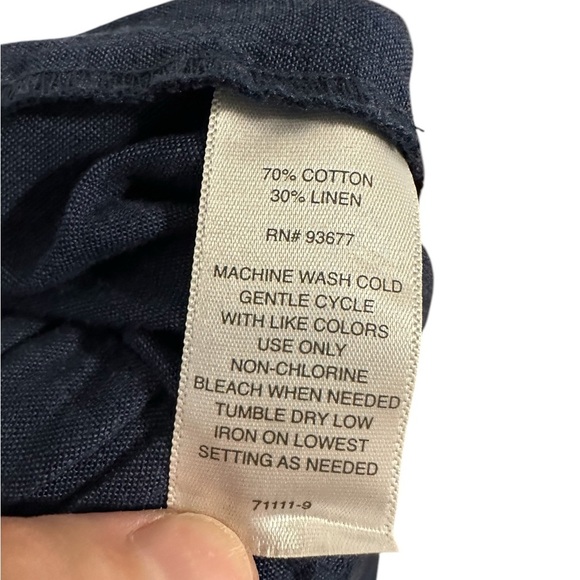 Liz Claiborne Vintage Linen Blend Relaxed Lagenlook Classic Navy Blue Pants PXL - Picture 12 of 12